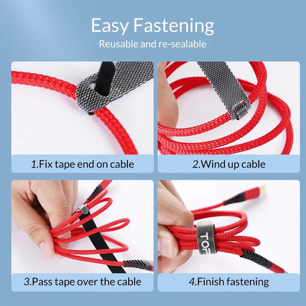 TOPK Releasable Cable Organizer Ties Mouse Earphones Wire Management Nylon Cable Ties Reusable Loop Hoop Tape Straps Tie by InterCyprus Trading Ltd