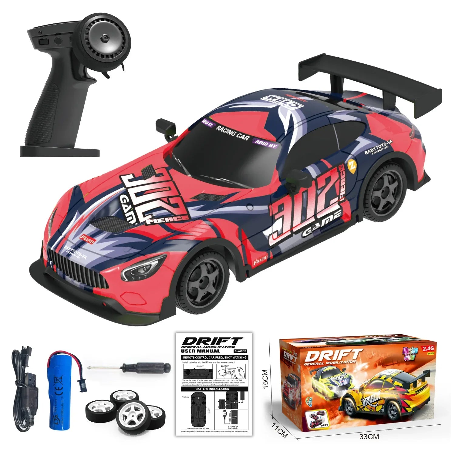 1:18 Remote Control Car &ndash; Glow In Dark 2.4G RC Speed PY383-red