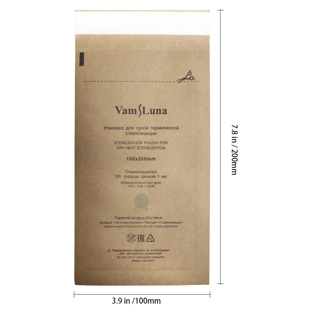 100Pcs Autoclave Pouches Kraft Paper For Nails &ndash; Dry Heat