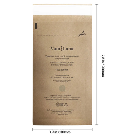 100Pcs Autoclave Pouches Kraft Paper For Nails &ndash; Dry Heat