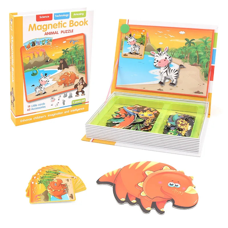 Funny Children's Magnetic Book Puzzles &ndash; Brain Training Toy ANIMALS