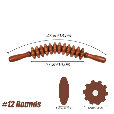 Wood Therapy Roller Gear Stick &ndash; High-Quality Natural Wood Massage Tool 12
