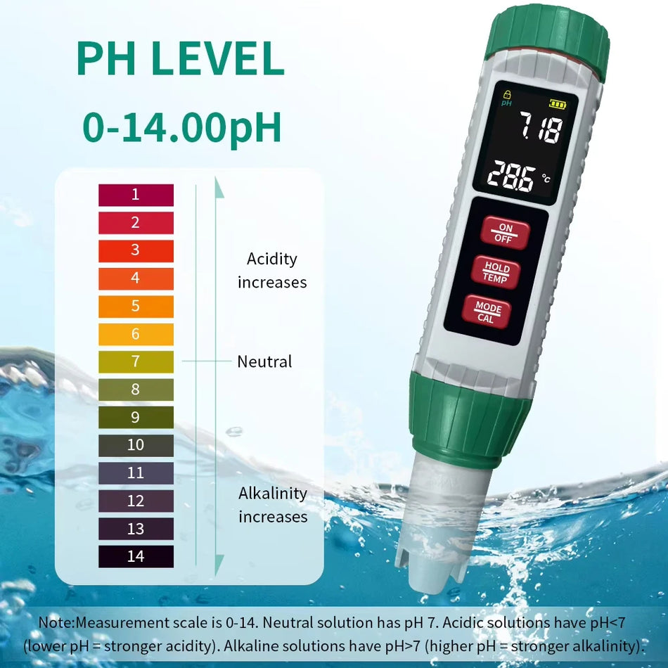  5 In 1 Digital Chlorine Meter Digital PH TDS EC Salt Temp Meter Water Quality Tester for Swimming Pool 0-9999 PPM Detector