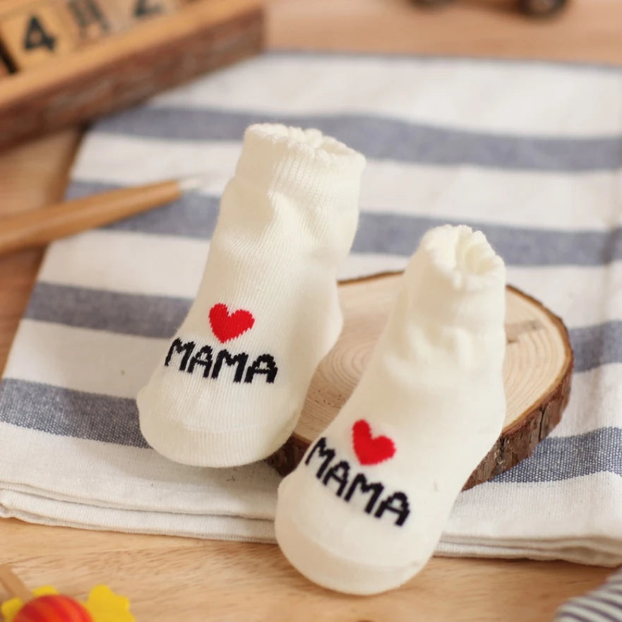 Cute Love MAMA PAPA Cotton Baby Socks