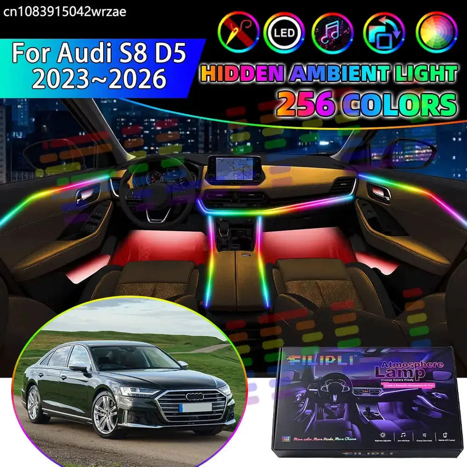 For Audi S8 2023~2026 D5 MK4 4th RGB Car Interior Ambient Lights Strips Breathing Lighting Kit App Control LED strips Auto Parts by InterCyprus Trading Ltd