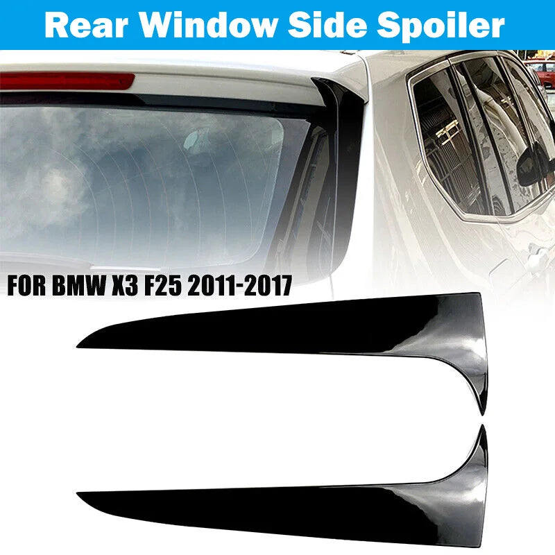 BMW X3 F25 için Arka Cam Yan Spoiler, Parlak Siyah ABS Plastik, Aerodinamik Tasarım, Dayanıklı Otomotiv Aksesuarı