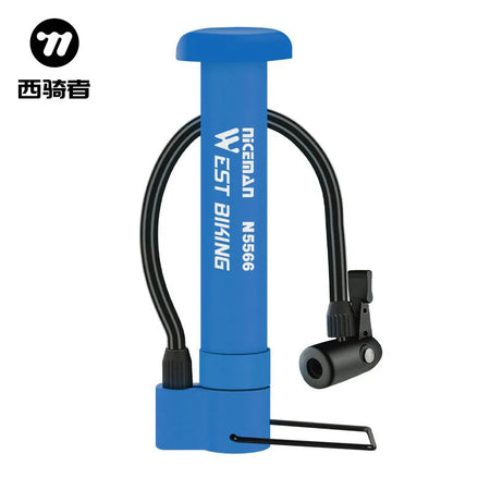 West Biking 80 PSI Manual Bicycle Pump with Balloon Tire Inflator Blue