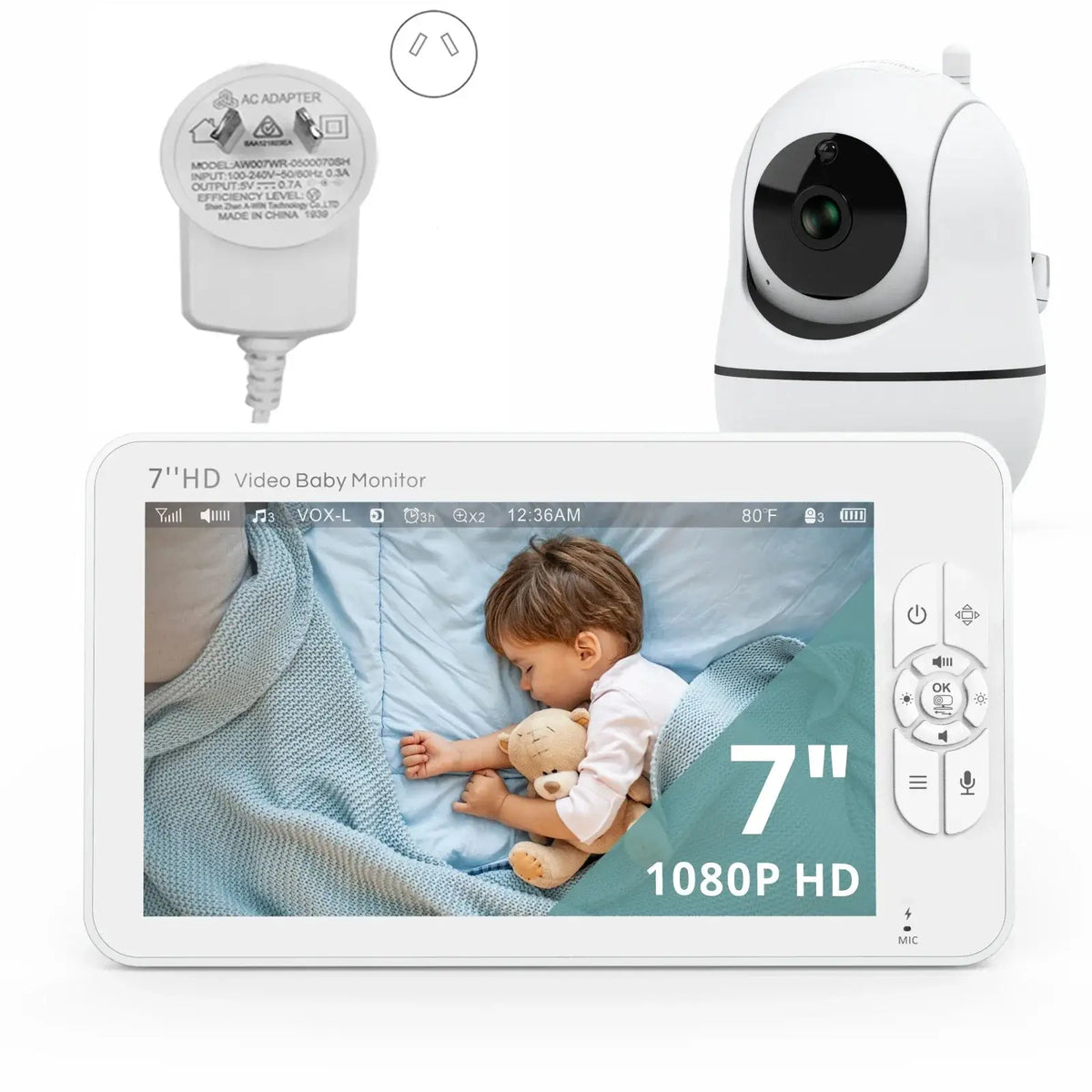 7 Inch 1080P Video Baby Monitor With Temp Alert And Dual Camera by InterCyprus Trading Ltd