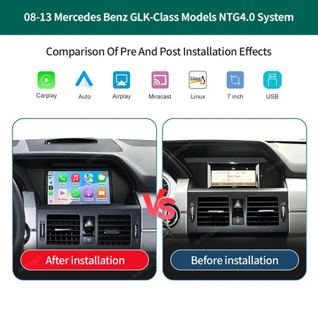 7" Multime Touch Screen Wireless CarPlay Android Auto Car Radio For Mercedes Benz GLK X204 NTG4.0/4.5 2008-2013 with BT Airplay by InterCyprus Trading Ltd