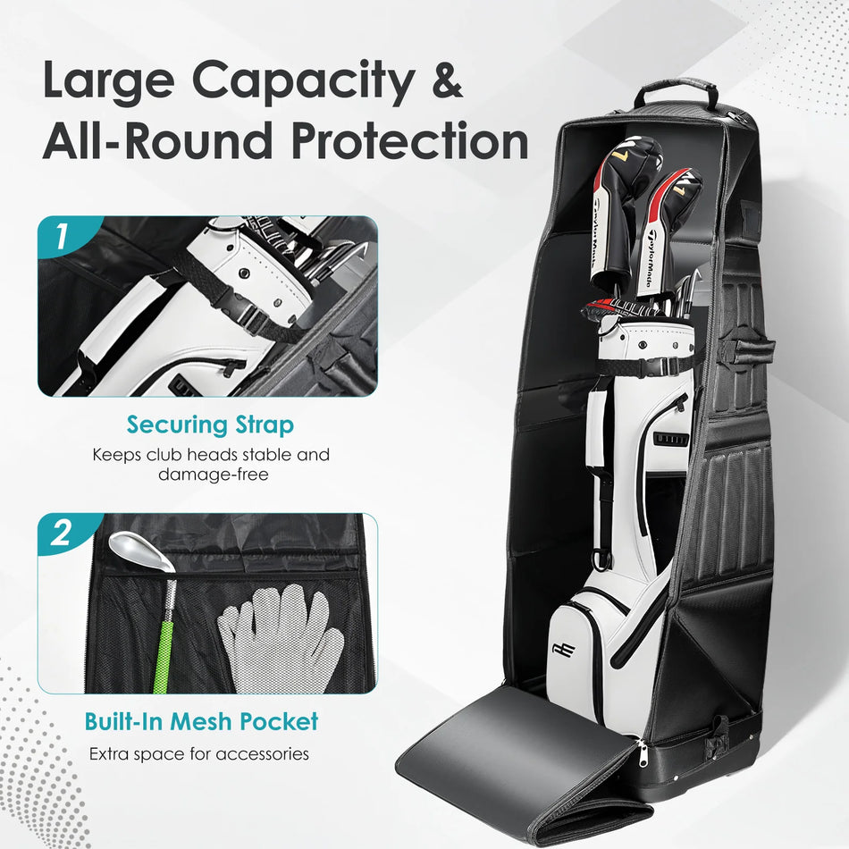 Geantă de călătorie pentru golf rezistentă cu roți, din nylon moale