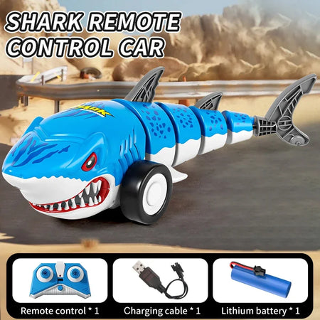 RC Car Shark Toy - 360 Degree Spin LED Stunt Remote Control BLUE