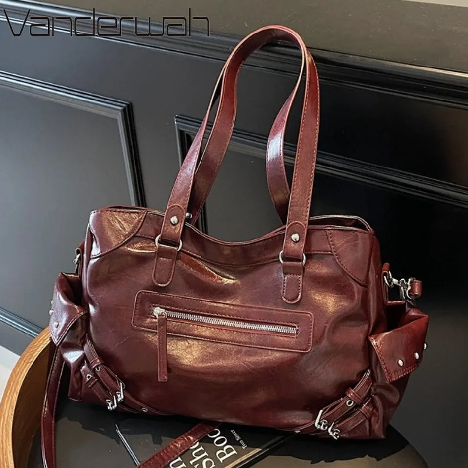 Winter Style Soft PU Leather Tote Bag with Large Capacity for Womens Shoulder Handbag
