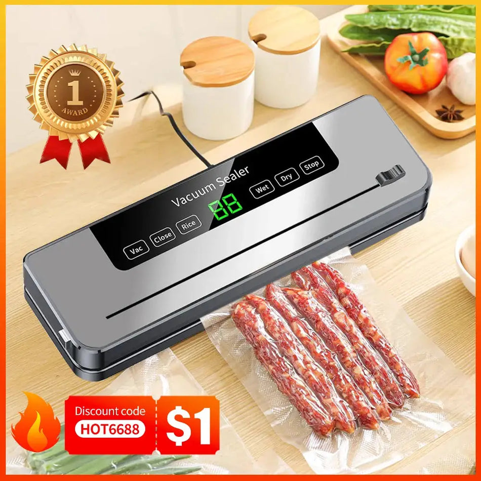 Electric Vacuum Sealer with Built-in Cutter for Dry and Wet Food Storage by InterCyprus Trading Ltd