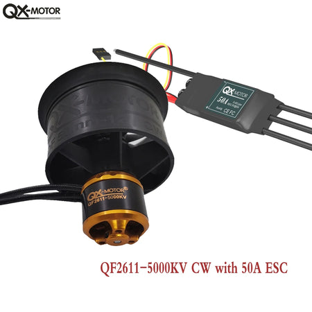 QX-MOTOR 50mm EDF QF2611 12 Blades Ducted Fan &ndash; Low Noise 5000kv CW 50A ESC