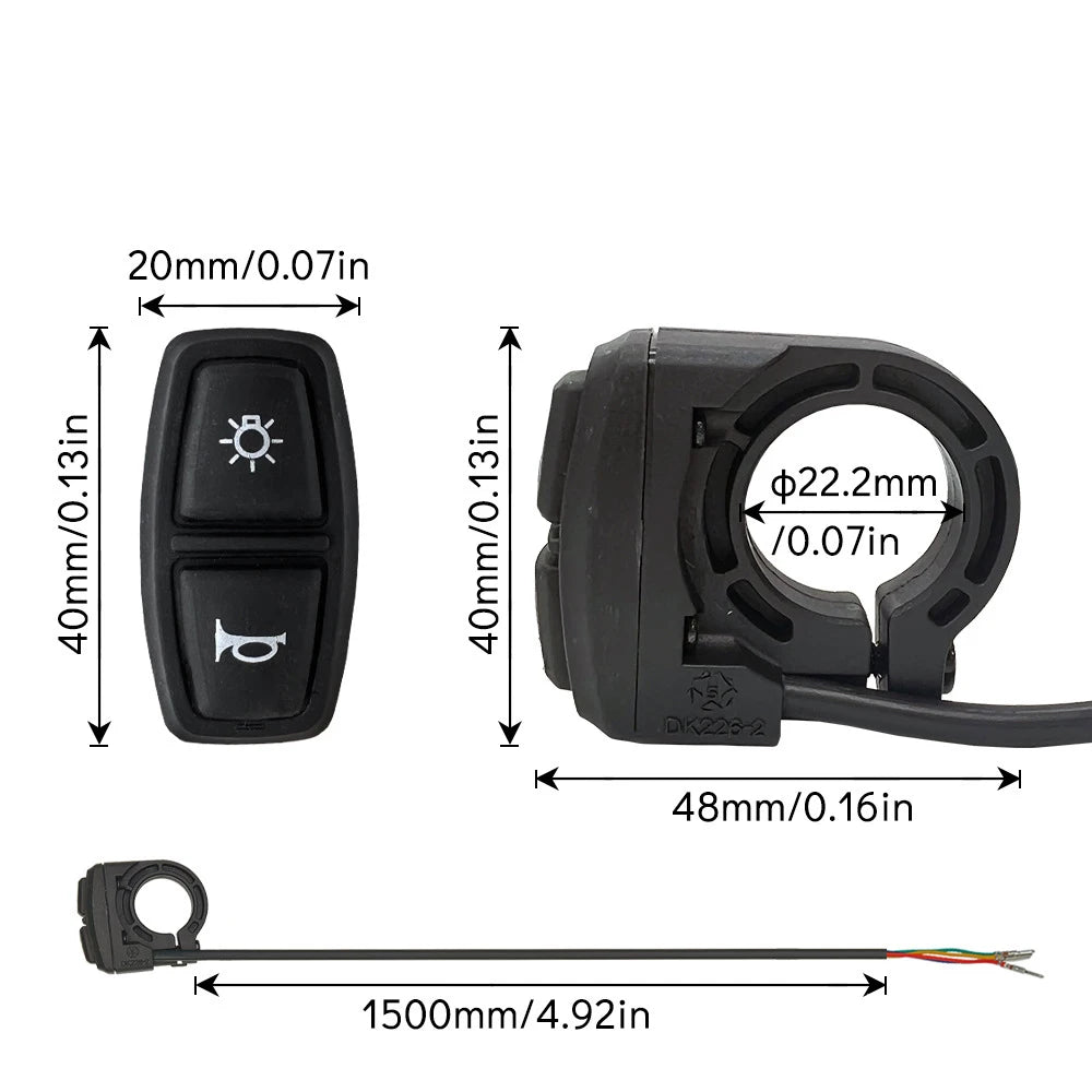 Electric Bike Scooter Light Switch DK226 &ndash; 2 In 1 Lamp and Horn Control