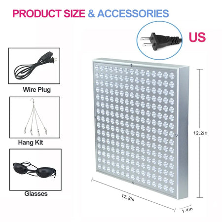 LED Red Light Therapy Panel Lamp 225 LEDs &ndash; Anti Aging US Plug