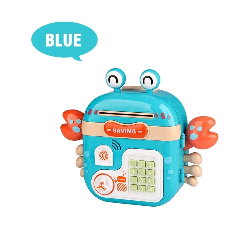 Crab Piggy Bank Toy - Music Lights For Fun Learning blue