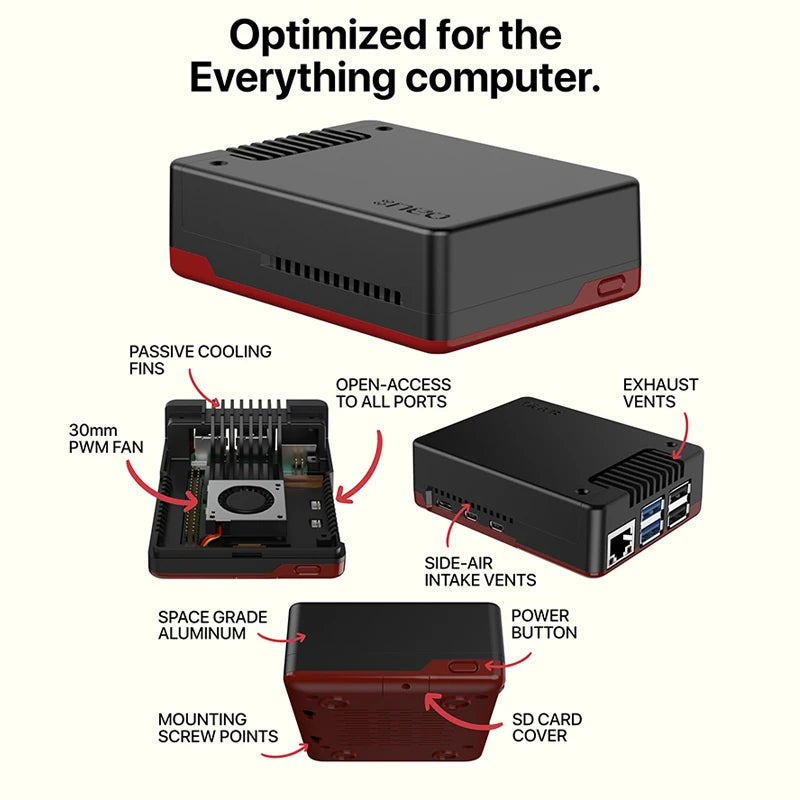 Argon NEO 5 BRED Case &ndash; Built-in PWM Active Cooling Fan