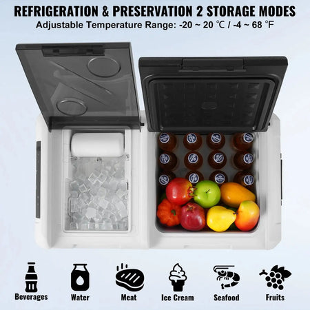 36L Portable Car Refrigerator Ice Making Dual Zone