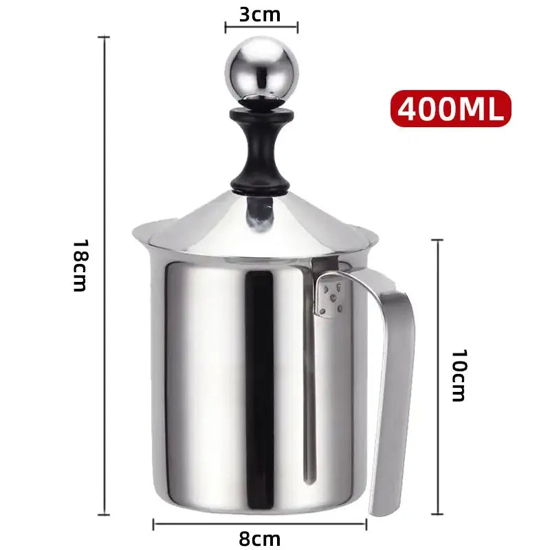 Stainless Steel Milk Frother 400ml Double Mesh For Coffee 400ML / CN