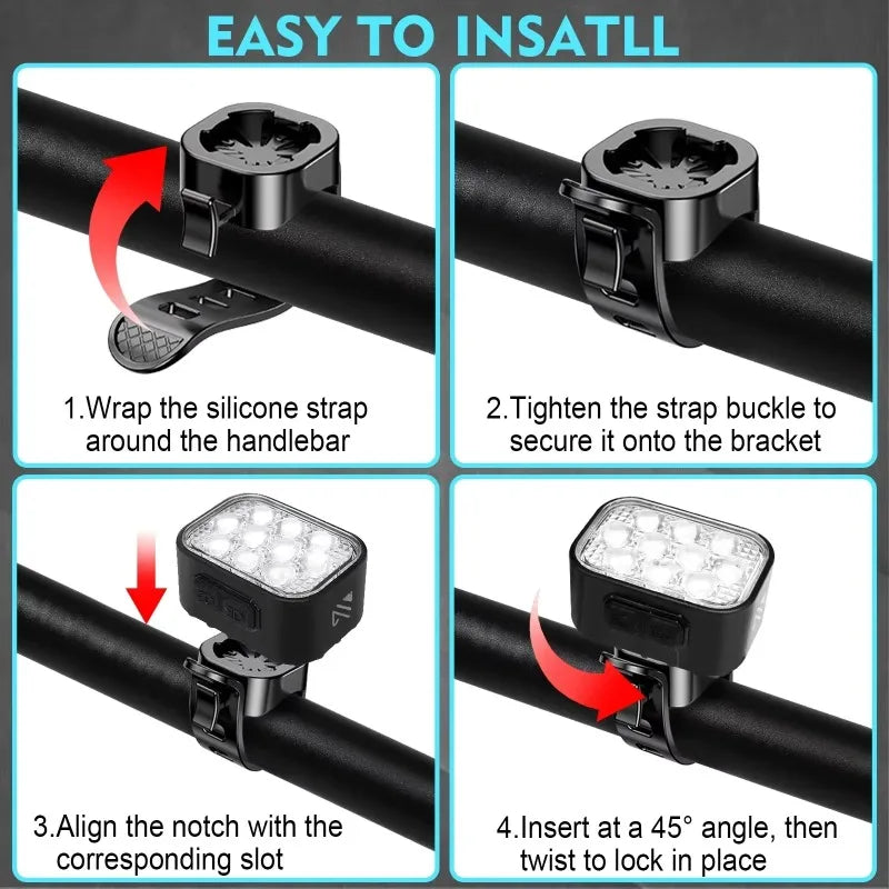 BUCKLOS Front And Rear Bike Light - USB Rechargeable