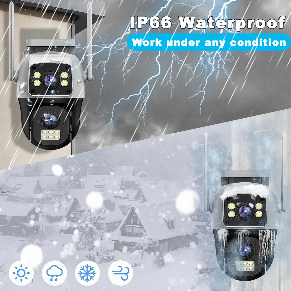 4K 8MP WiFi Camera Dual Lens Outdoor IP66 Waterproof 360&deg; Human Detect Video Surveillance Security CCTV  Protection PTZ Cameras