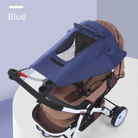 Universal Baby Stroller Sun Shade &ndash; Ultimate UV Protection for Infants Blue with viewing