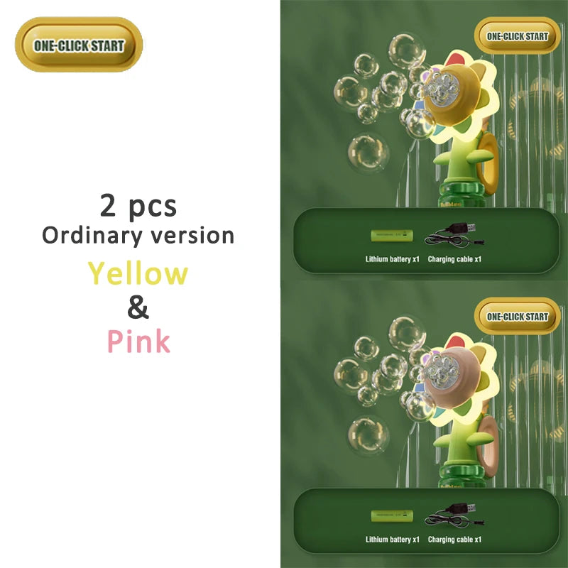 Sunflower Bubble Mac &ndash; Automatic Soap Blower with Sound and Light 2pcs Ordinalry