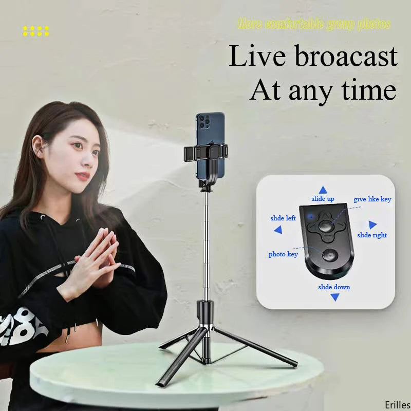 Erilles 1.67M Bluetooth Wireless Selfie Stick Tripod with Fill Light