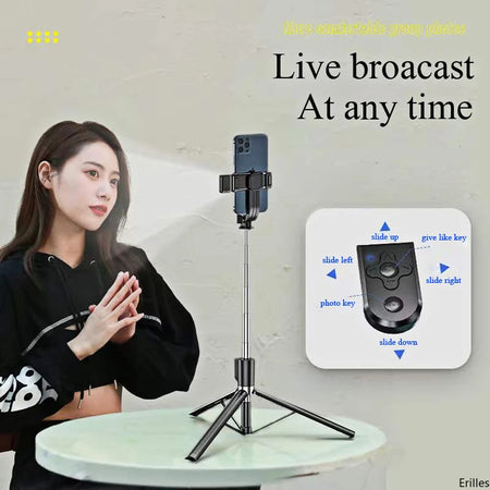 Erilles 1.67M Bluetooth Wireless Selfie Stick Tripod with Fill Light