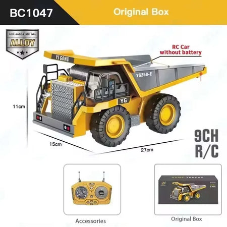 Drift RC 4x4 Off Road Excavator Stunt Car for Kids - Transforming Remote Control Vehicle 9CH Alloy Dump Truck