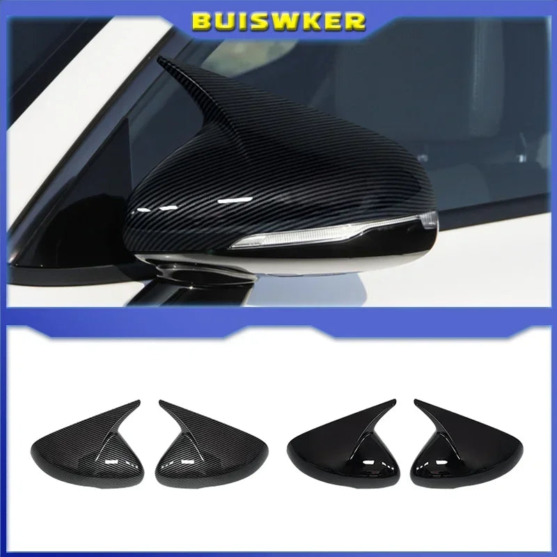 Acabamento de Capa de Espelho Preto em Estilo de Fibra de Carbono para Kia Stinger