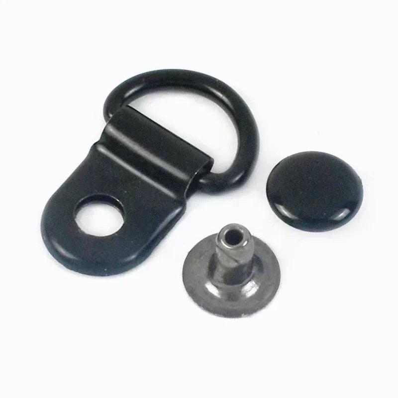 10/20/50Sets 9*14mm Metal D Ring Buckle Hiking Climbing Boots Connector Clasp Bag Strap Shoes Carabiner Installation Nails Craft 10Sets / Black