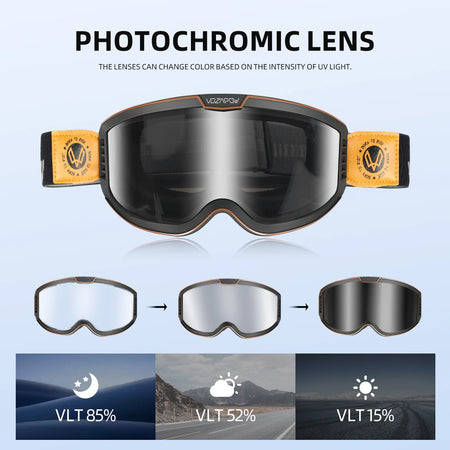 Vozapow Motorcycle Goggles &ndash; Photochromic Anti-Fog Protection