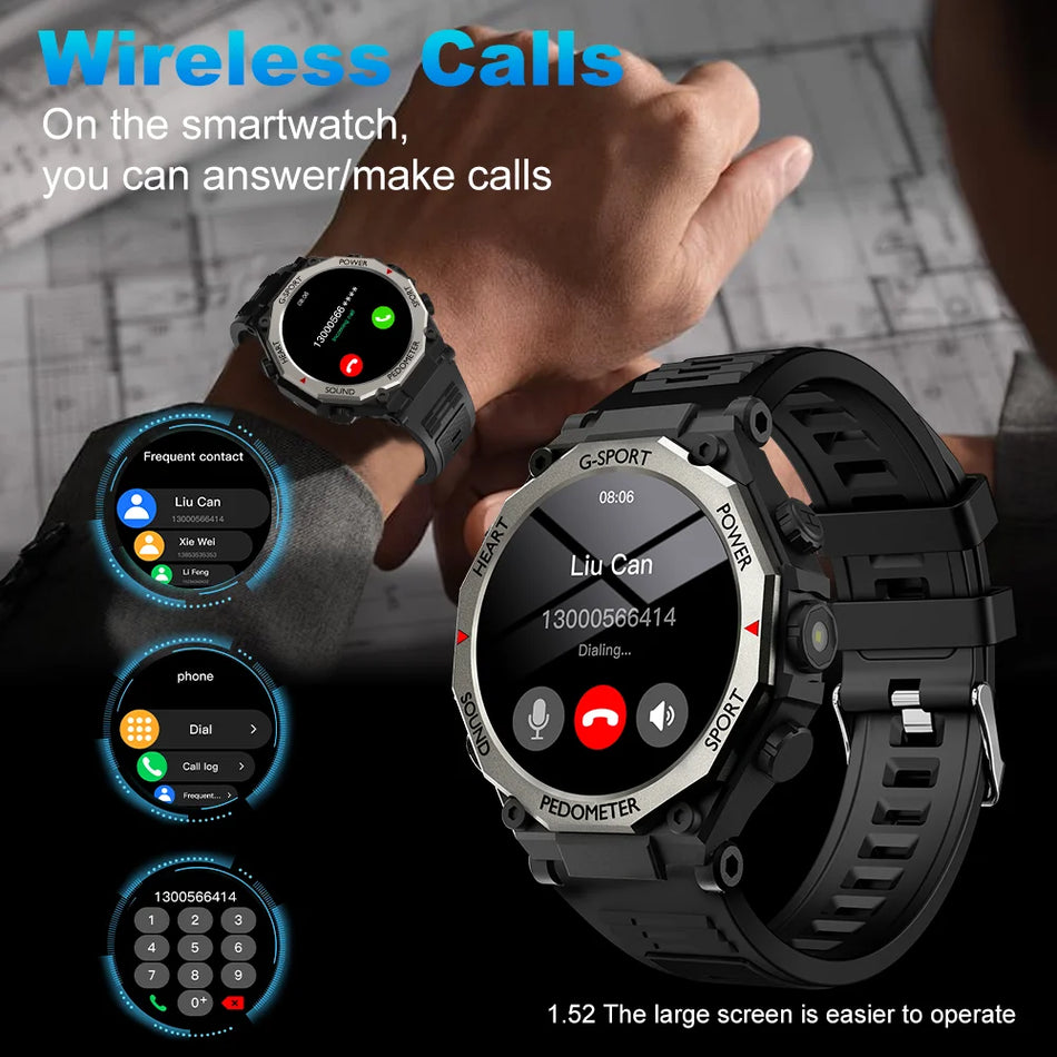 Умные часы LAXASFIT с Bluetooth, датчиком сердечного ритма и светодиодным фонариком