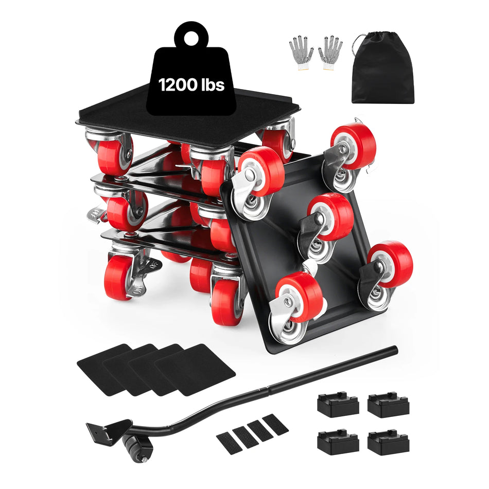 Quattro carrelli con ruote a 360 gradi per traslocare frigoriferi