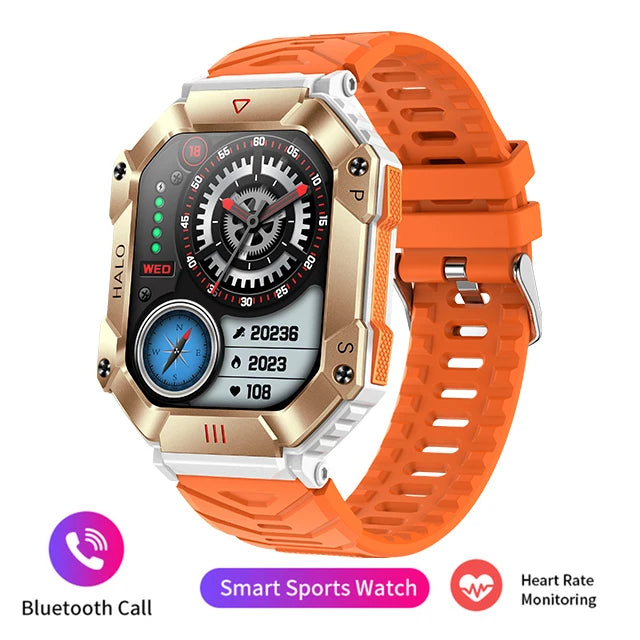 Men's Smart Watch 2023: Fitness, IP68 Waterproof, Bluetooth Calls Orange