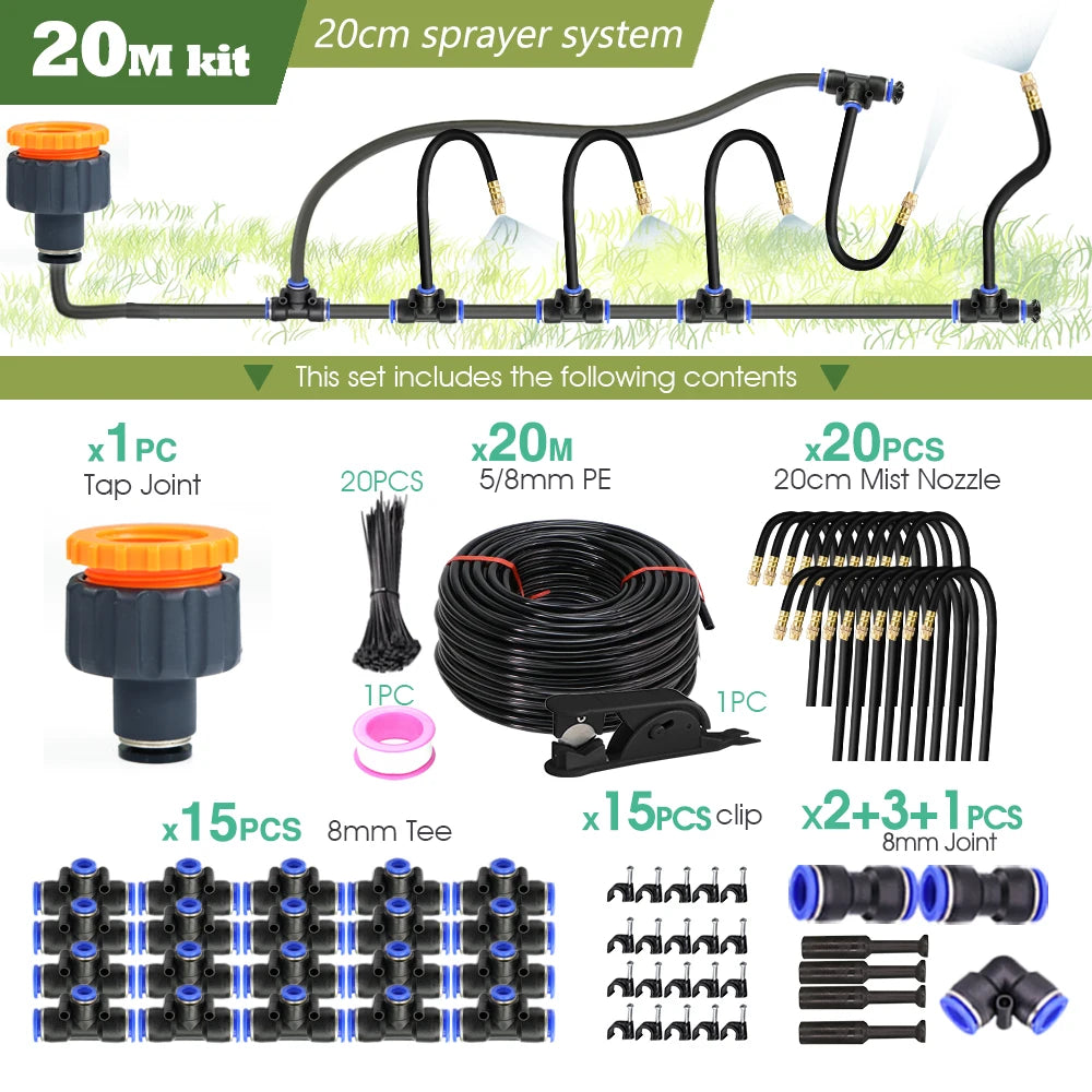 Universal Misting Sprayer Kit for Garden Irrigation and Cooling C-20M kit