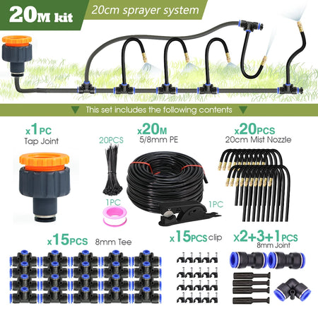 Universal Misting Sprayer Kit for Garden Irrigation and Cooling C-20M kit