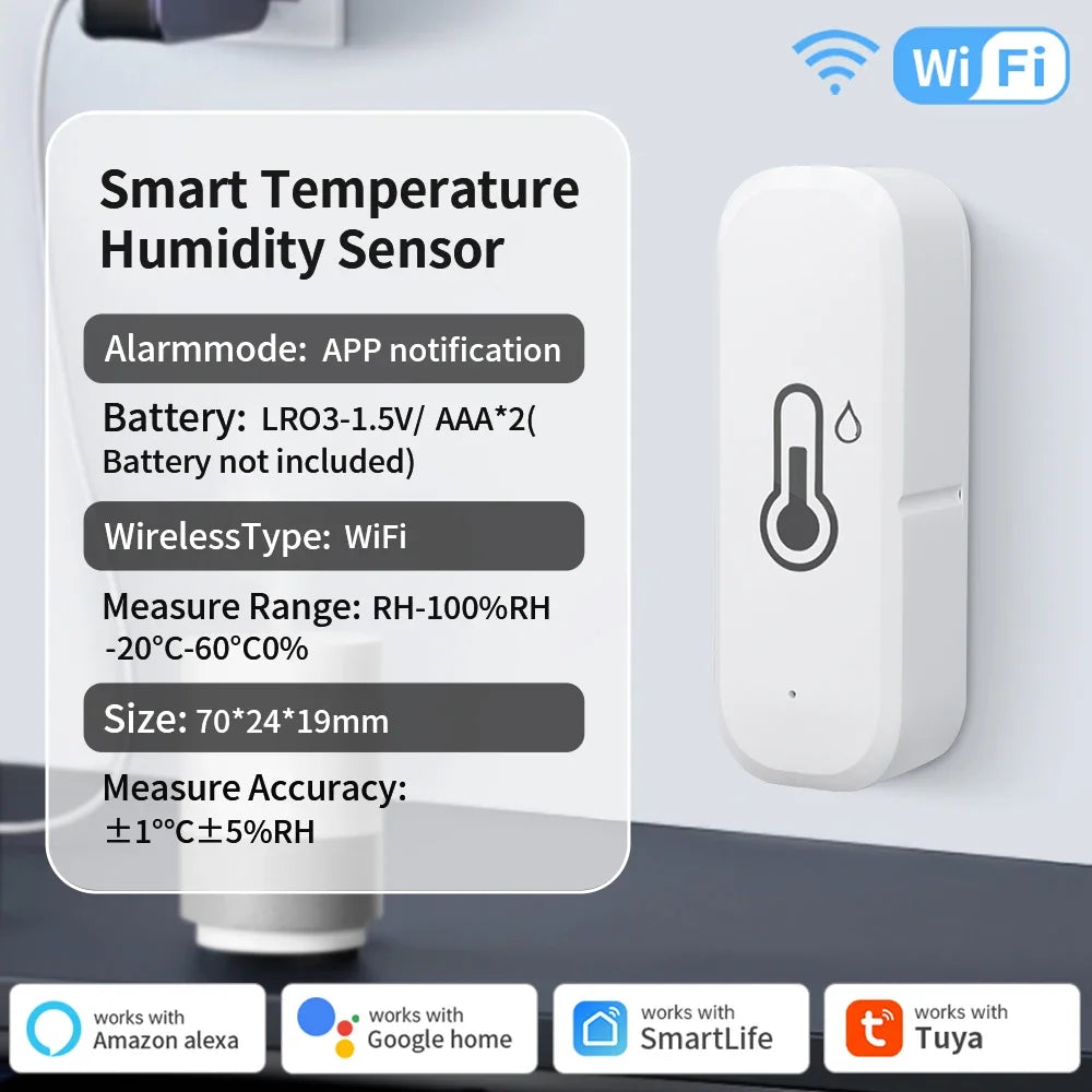 TNCE Tuya WiFi/ZigBee Temperature And Humidity Sensor  APP Remote Indoor Thermometer For Home Work With Alexa Google Home wifi version / CHINA / 1 piece pack