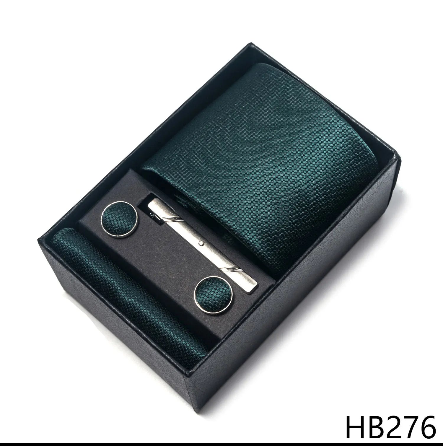 Elegant Plaid Silk Tie Handkerchief Cufflink Set for Men HB276