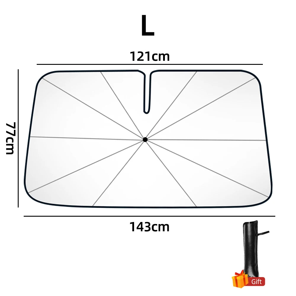 Revolutionary 360&deg; Car Windshield Sunshade Umbrella for Ultimate UV Protection L 143x121x77cm