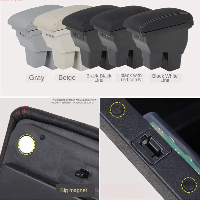 For Honda Jazz Armrest For Honda Fit Jazz 3 Car Armrest Box 2014-2019 Retrofit Accessorie Car Storage Box Simple installation