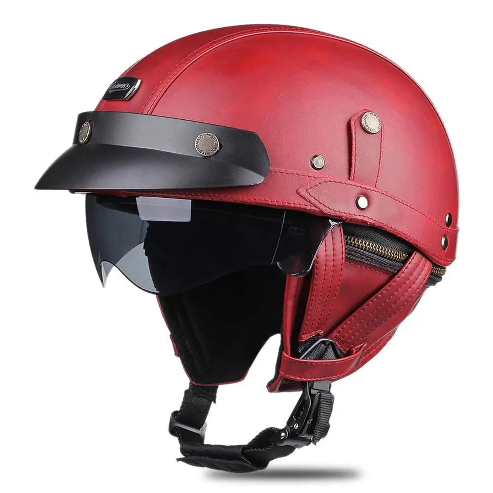 Herobiker DOT Approved Half Helmet &ndash; Lightweight ABS Shell 535-Red / L