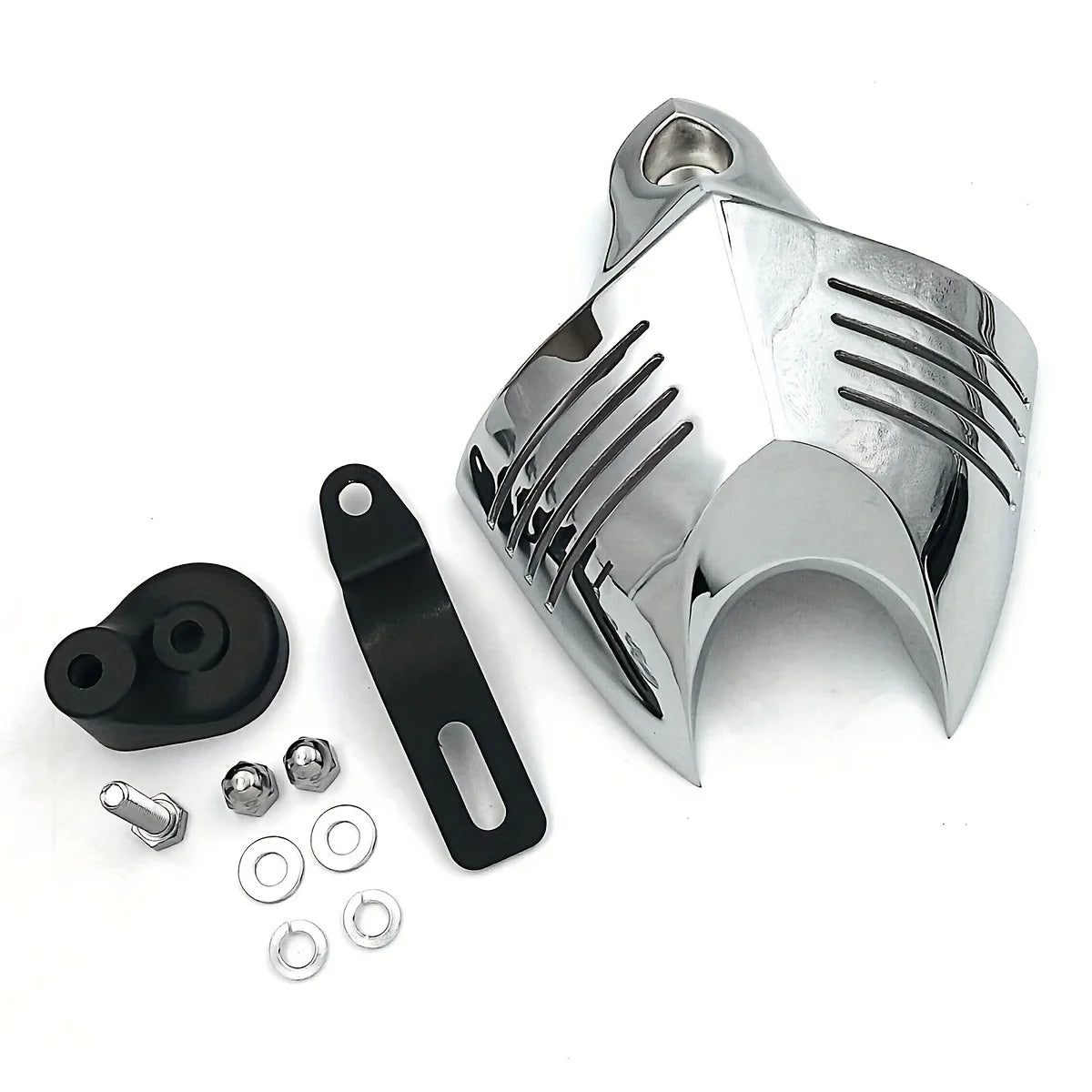 Motorcycle Big Twin Horn Cover &ndash; Sleek Black Chrome Design for Harley Models Chrome