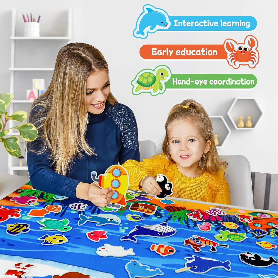 Ocean Felt Story Board with Farm Animals for Early Learning and Interactive Play Kit