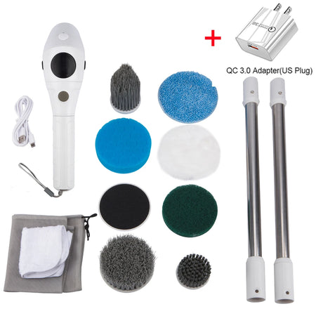 Electric Cleaning Brush 8 In 1 &ndash; 8 Replaceable Heads White US Plug