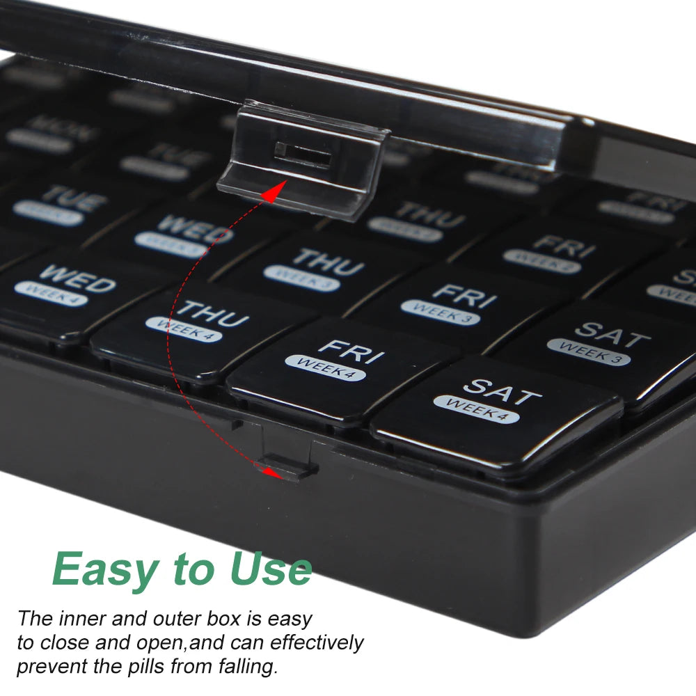 Monthly Pill Organizer with Moisture-Proof 4 Weeks Compartments, Ideal for Vitamins &amp; Supplements Management