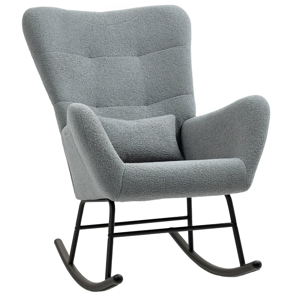 HOMCOM Plush Rocking Chair With Teddy Fabric Look Finish