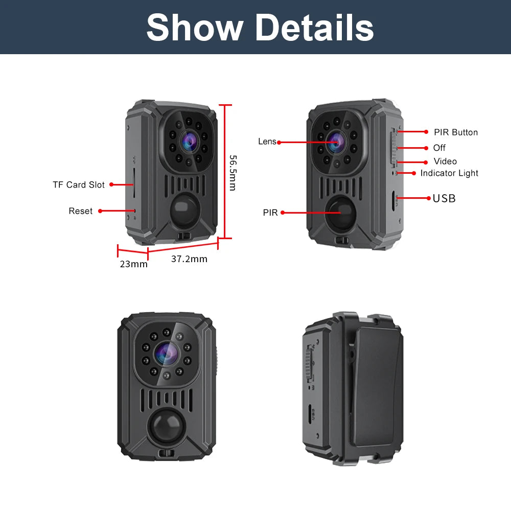 MD31 Mini PIR Camera - Full HD 1080P, Portable Motion Detection Recorder